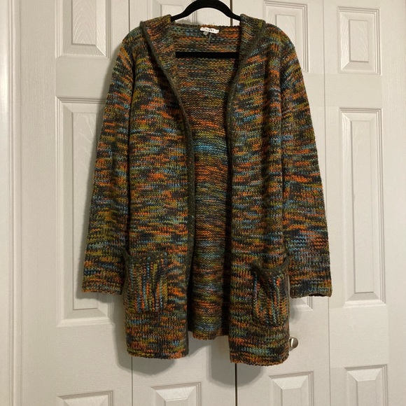 ☘️SIONA Multi Stitch Colored Hooded Cardigan - Picture 1 of 5